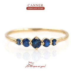 CANNER Luxury Sapphire 925 Sterling Silver Rings For Women: Gemstones with 18K Gold Accent