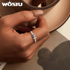 WOSTU 925 Sterling Silver Heart Mystic Topaz Promise Ring: Moon Style with Shiny Zircon