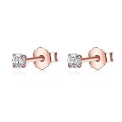 925 Sterling Silver Single Diamond Stud Earrings