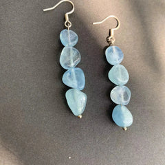 Genuine Natural Aquamarine 925 Sterling Silver Earrings