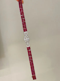 ZOCA Luxury 925 Sterling Silver Bangles with T-Cut Ruby Gemstones