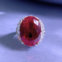 Exquisite Ruby Diamond Ring: Luxury 925 Sterling Silver, 13x18mm