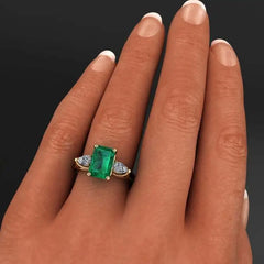 14k Gold Emerald Ring: Pure Emerald Gemstone for Women