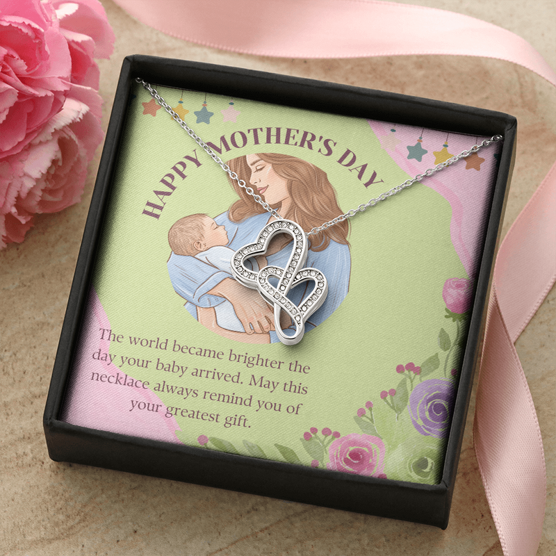 Welcome to the World – Heart-to-Heart Pendant Necklace for Mother's Day