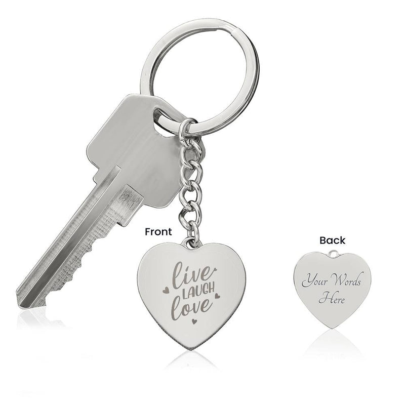 Engraved Heart Keychain - Live Laugh Love