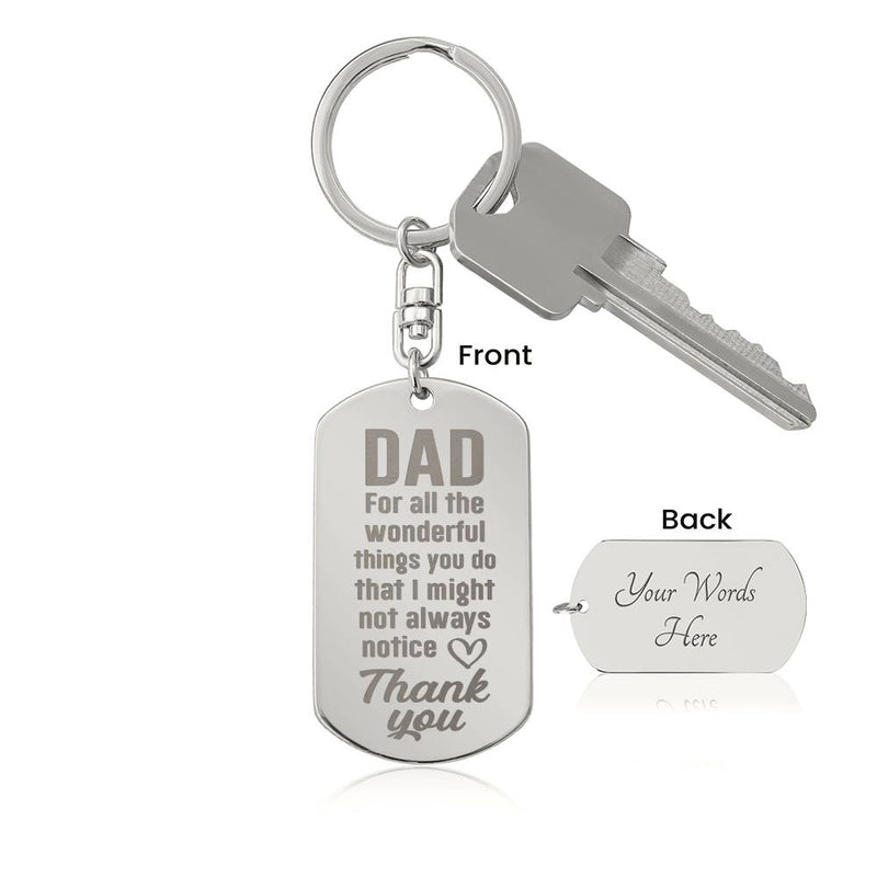 Engraved Dog Tag Keychain - Thank You Dad