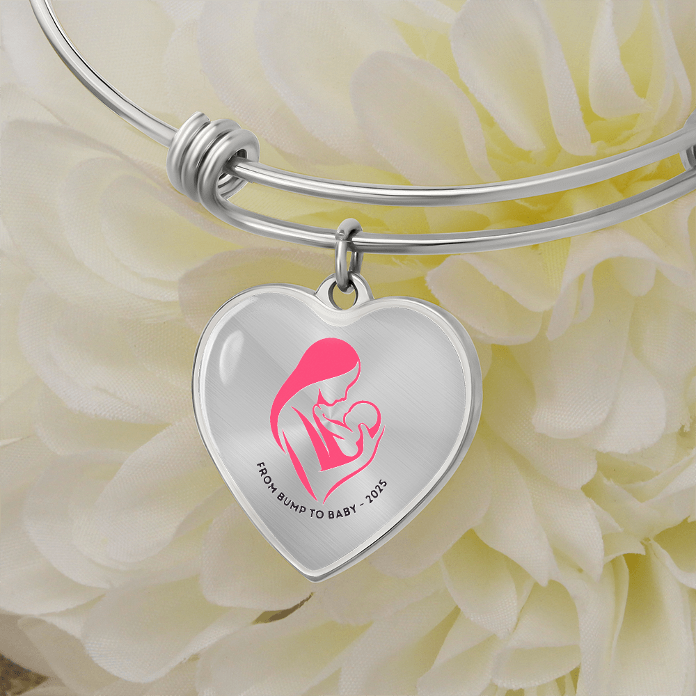 From Bump to Baby – Luxury Heart Bangle for Mother's Day