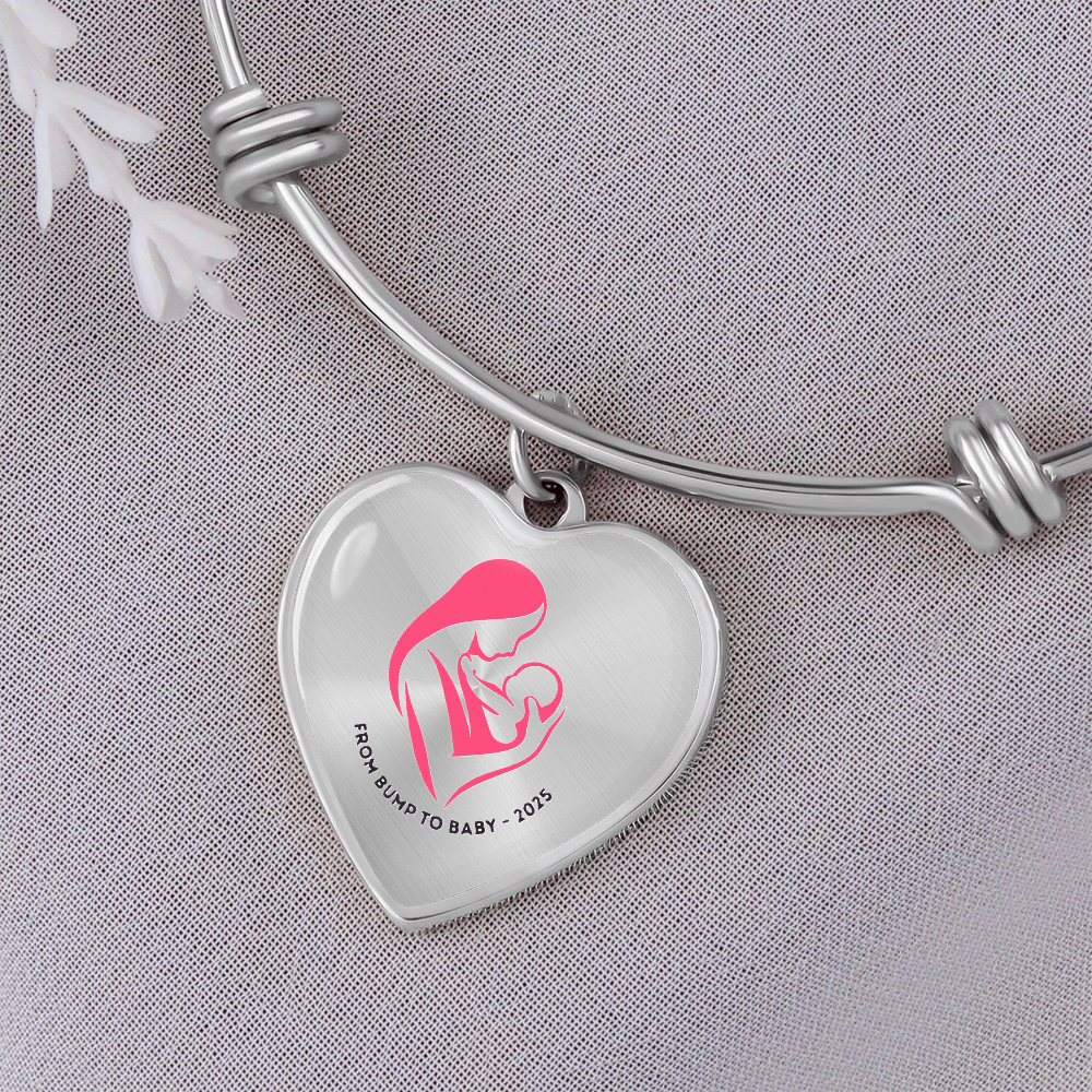 From Bump to Baby – Luxury Heart Bangle for Mother's Day