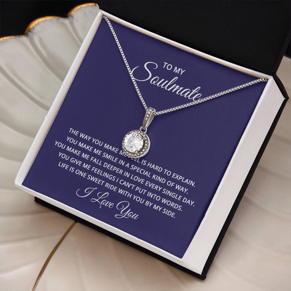 14K White Gold Finish CZ Pendant Necklace with Adjustable Chain