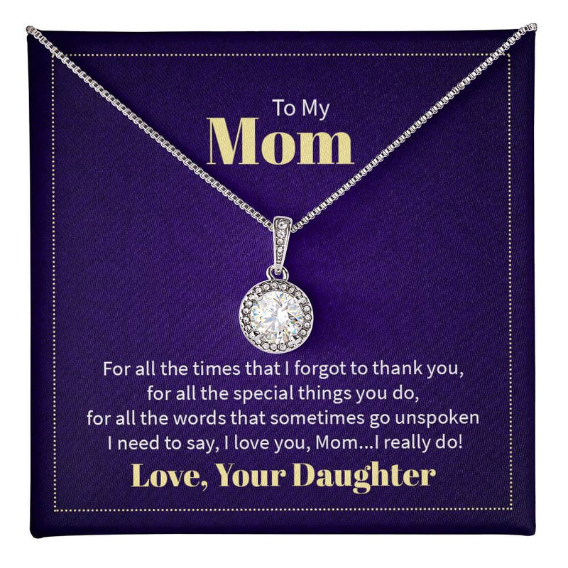 14K White Gold Finish Necklace with Cushion-Cut CZ & Chain