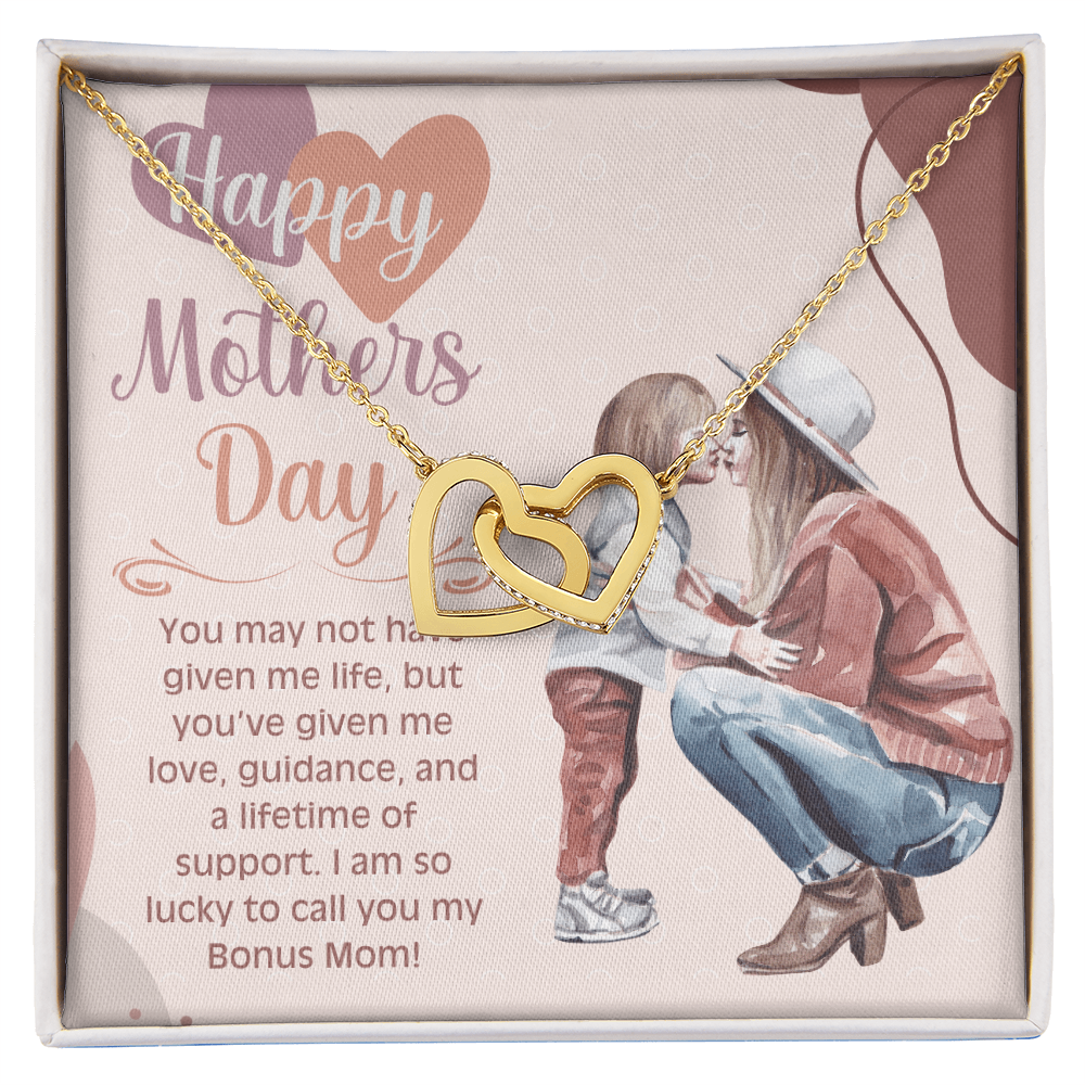 Best Bonus Mom – Interlocking Hearts Necklace for Mother’s Day