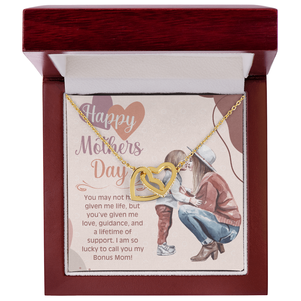 Best Bonus Mom – Interlocking Hearts Necklace for Mother’s Day