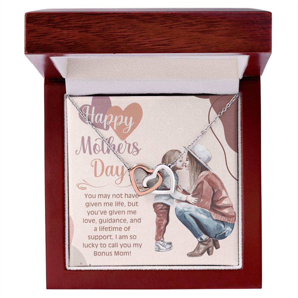 Best Bonus Mom – Interlocking Hearts Necklace for Mother’s Day