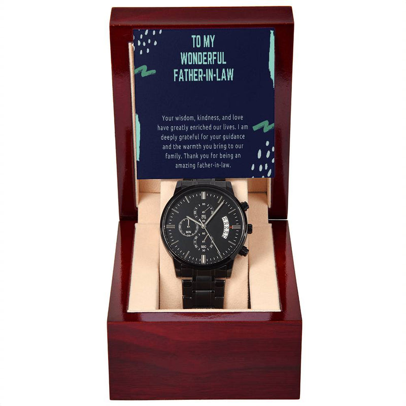 Black Chronograph Watch - Honoring an Exceptional Father-in-Law