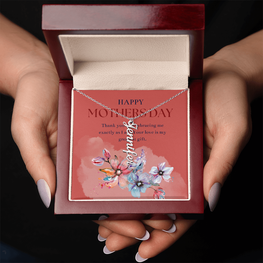 Proud & Loved – Vertical Name Necklace for Mother's Day