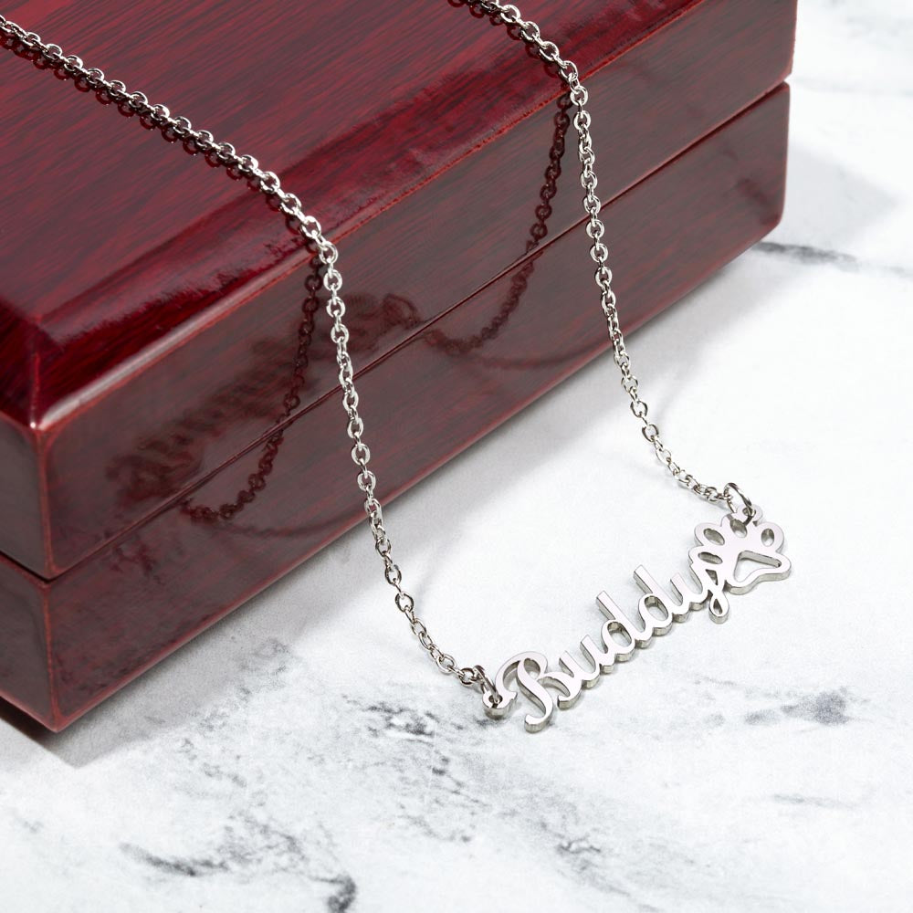 Meow & Forever – Paw Print Name Necklace for Cat Moms on Mother's Day