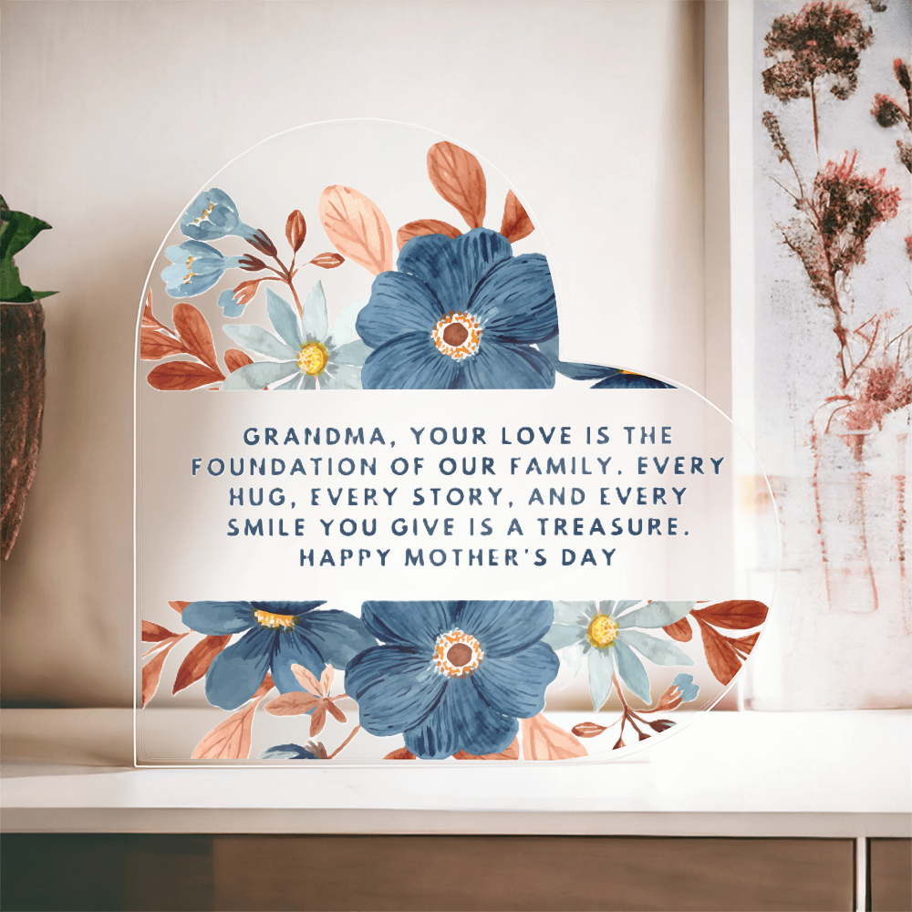 A Grandmother’s Love – Acrylic Heart Plaque for Mother’s Day