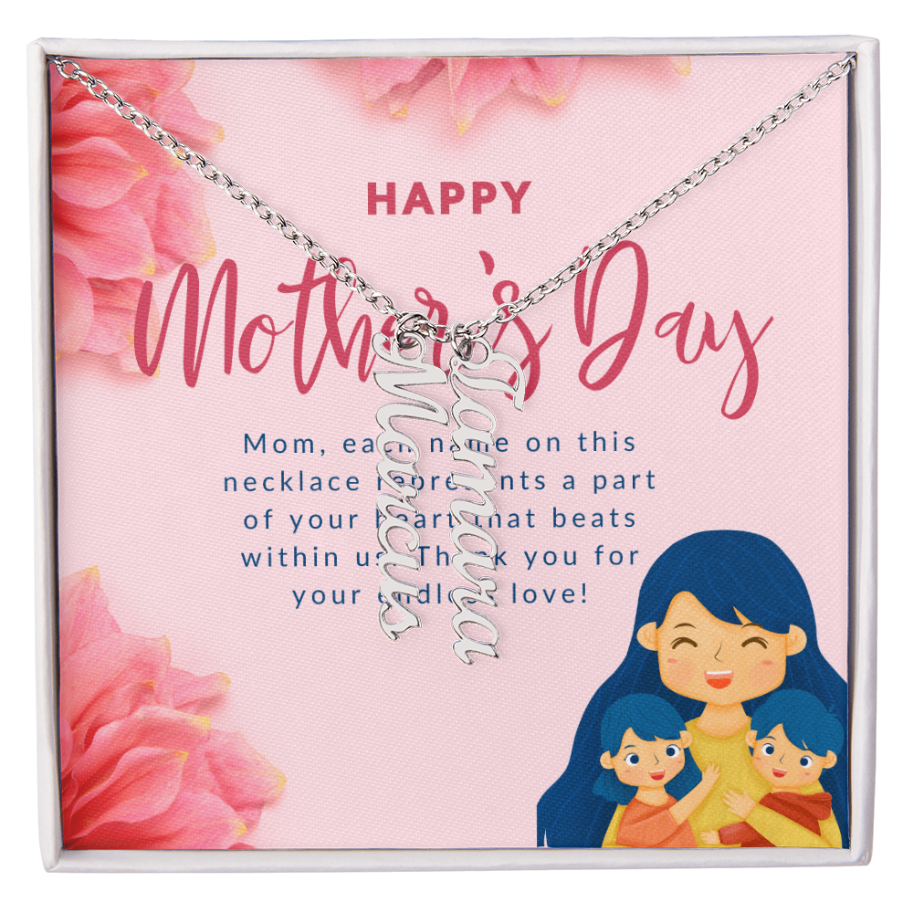 Heartstrings – Multi Vertical Name Necklace for Mother's Day