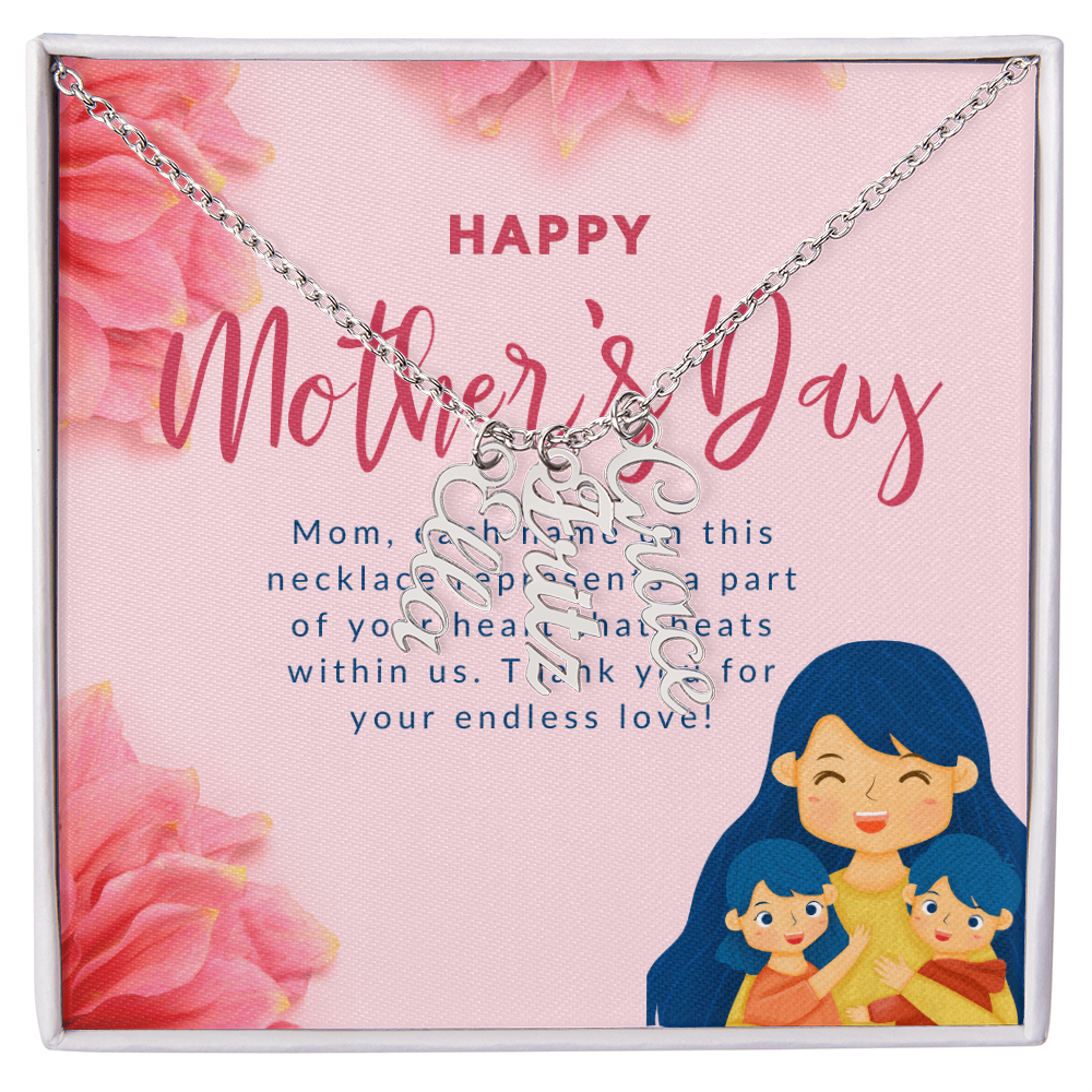 Heartstrings – Multi Vertical Name Necklace for Mother's Day