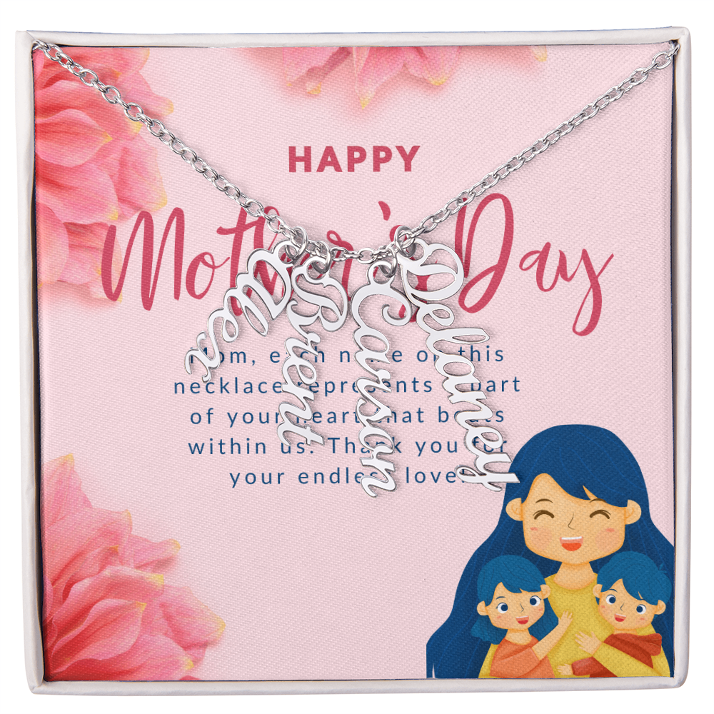 Heartstrings – Multi Vertical Name Necklace for Mother's Day