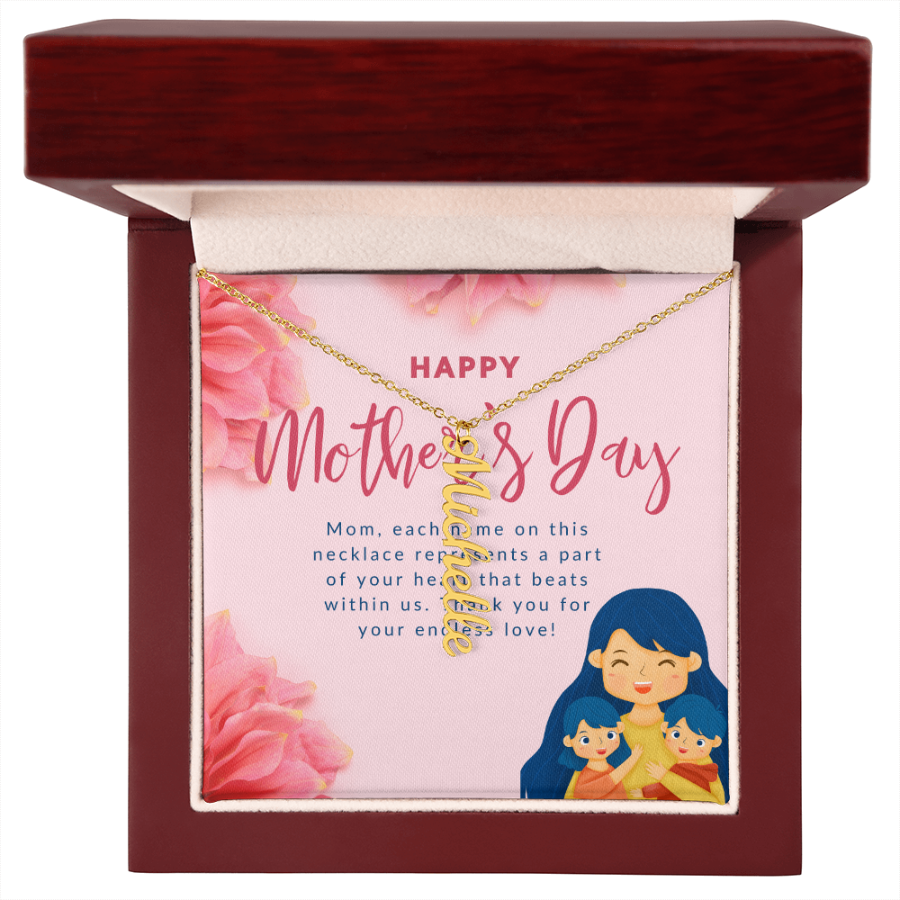 Heartstrings – Multi Vertical Name Necklace for Mother's Day