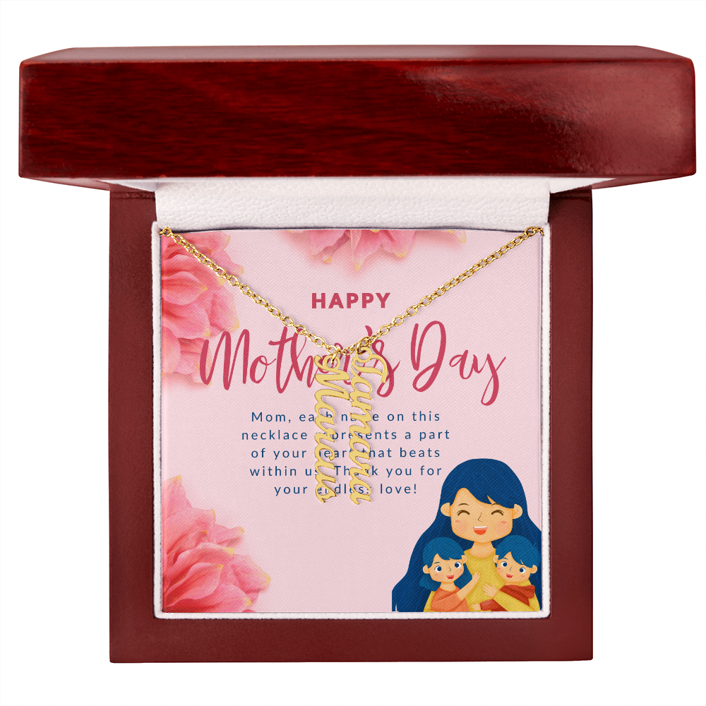 Heartstrings – Multi Vertical Name Necklace for Mother's Day