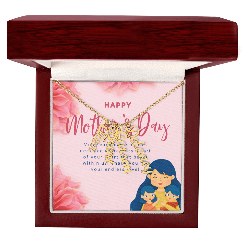 Heartstrings – Multi Vertical Name Necklace for Mother's Day