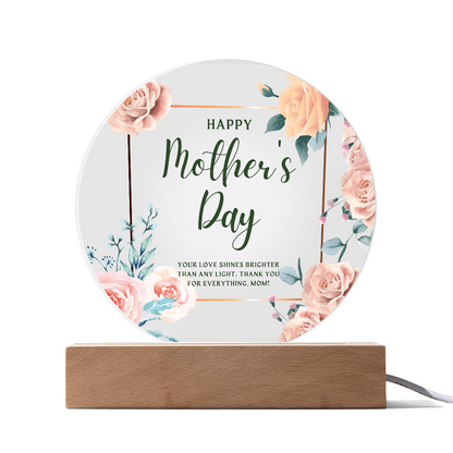 Mom's Love – Acrylic Circle Plaque for Mother's Day