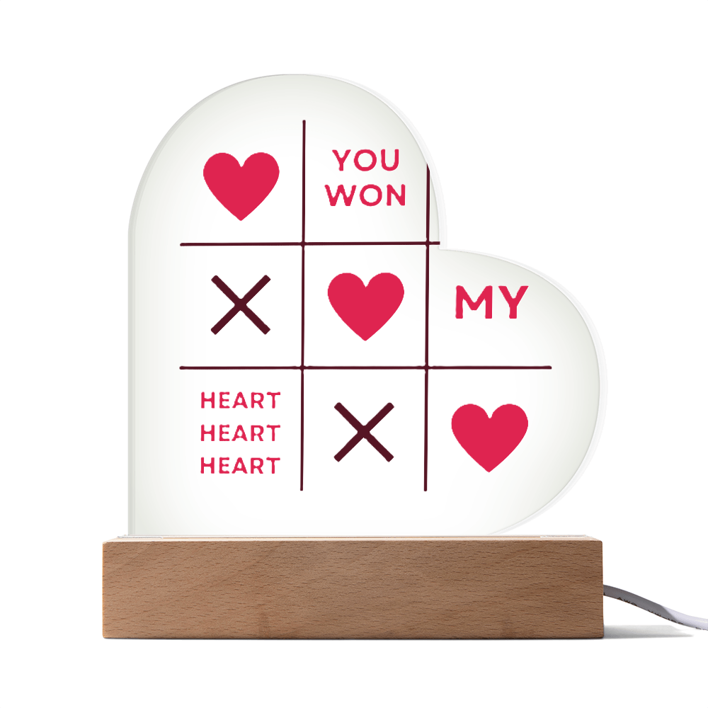 "You Won My Heart" Acrylic Heart Plaque Perfect for Valentine's Day!