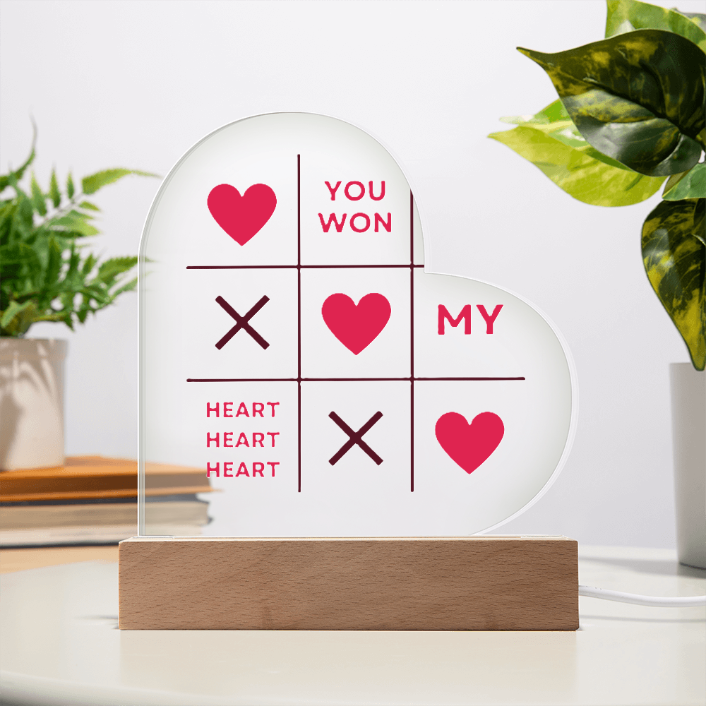 You Won My Heart: Acrylic Heart Plaque Perfect for Valentine's Day!