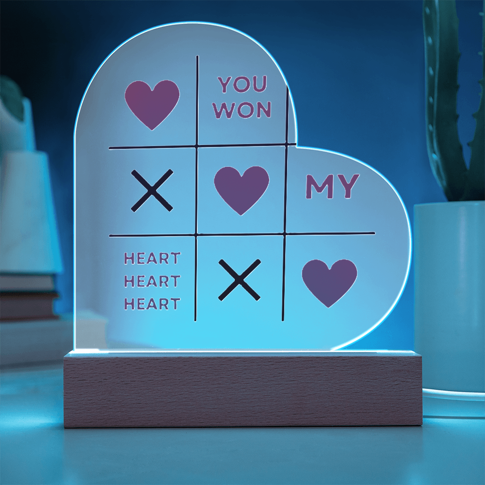 "You Won My Heart" Acrylic Heart Plaque Perfect for Valentine's Day!