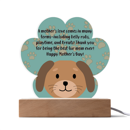 Best Fur Mom Ever – Acrylic Paw Print Plaque for Mother's Day