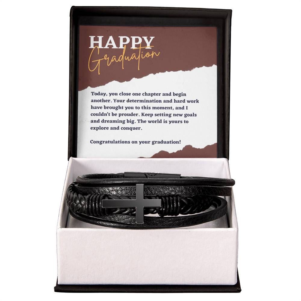 Men's Cross Leather Bracelet - A New Beginning