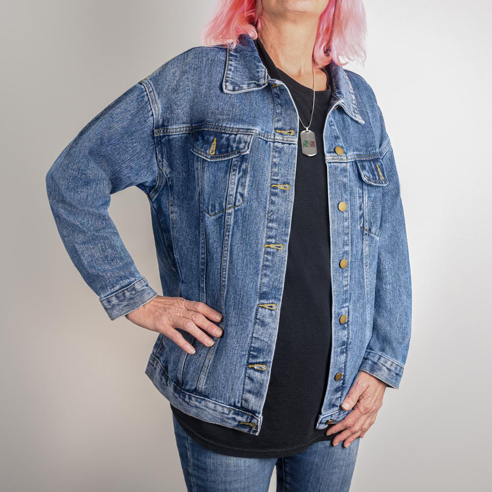 Empowerment Denim Jacket - Fuel Your Body, Feed Your Soul & Grow Strong, Eat Organic