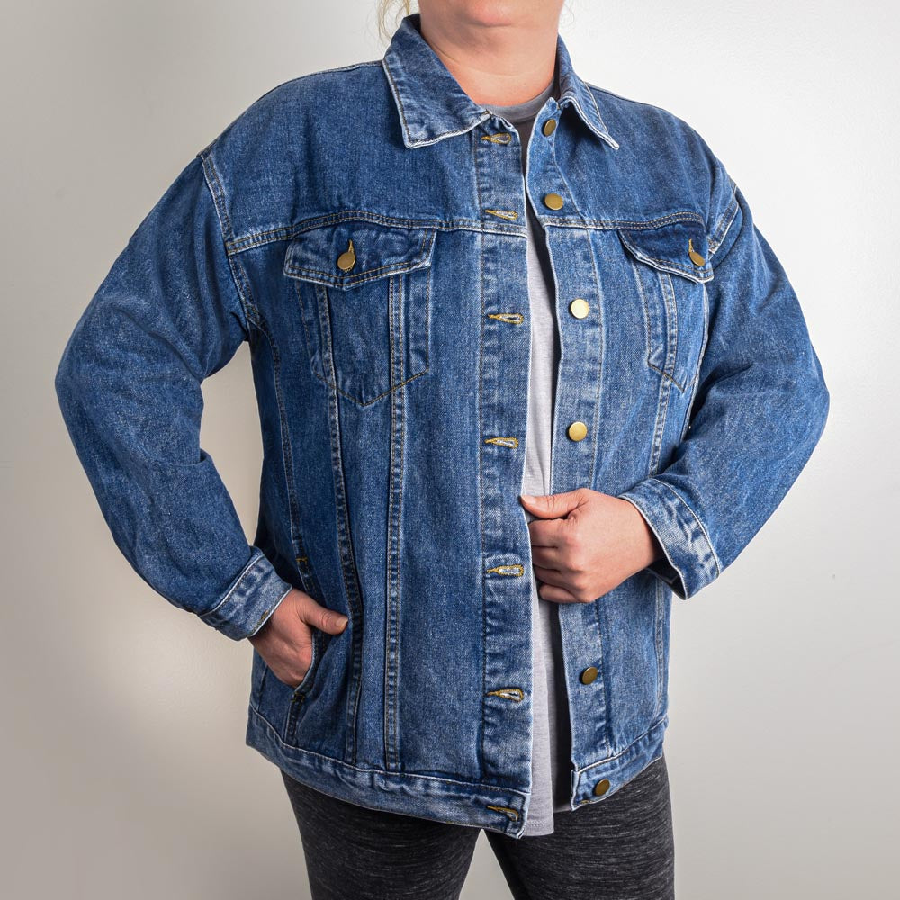 Empowerment Denim Jacket - Fuel Your Body, Feed Your Soul & Grow Strong, Eat Organic