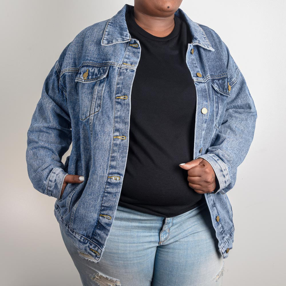 Empowerment Denim Jacket - Fuel Your Body, Feed Your Soul & Grow Strong, Eat Organic