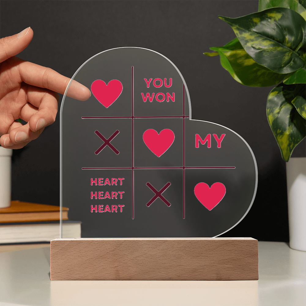 "You Won My Heart" Acrylic Heart Plaque Perfect for Valentine's Day!