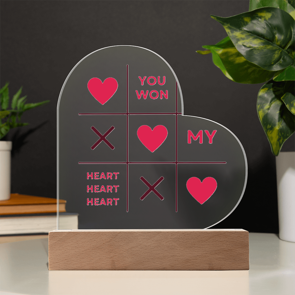 "You Won My Heart" Acrylic Heart Plaque Perfect for Valentine's Day!