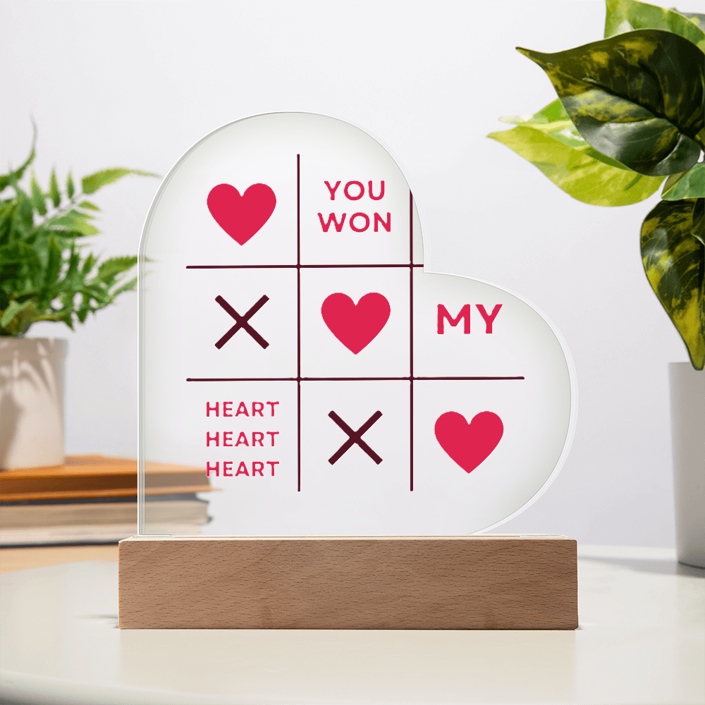 "You Won My Heart" Acrylic Heart Plaque Perfect for Valentine's Day!