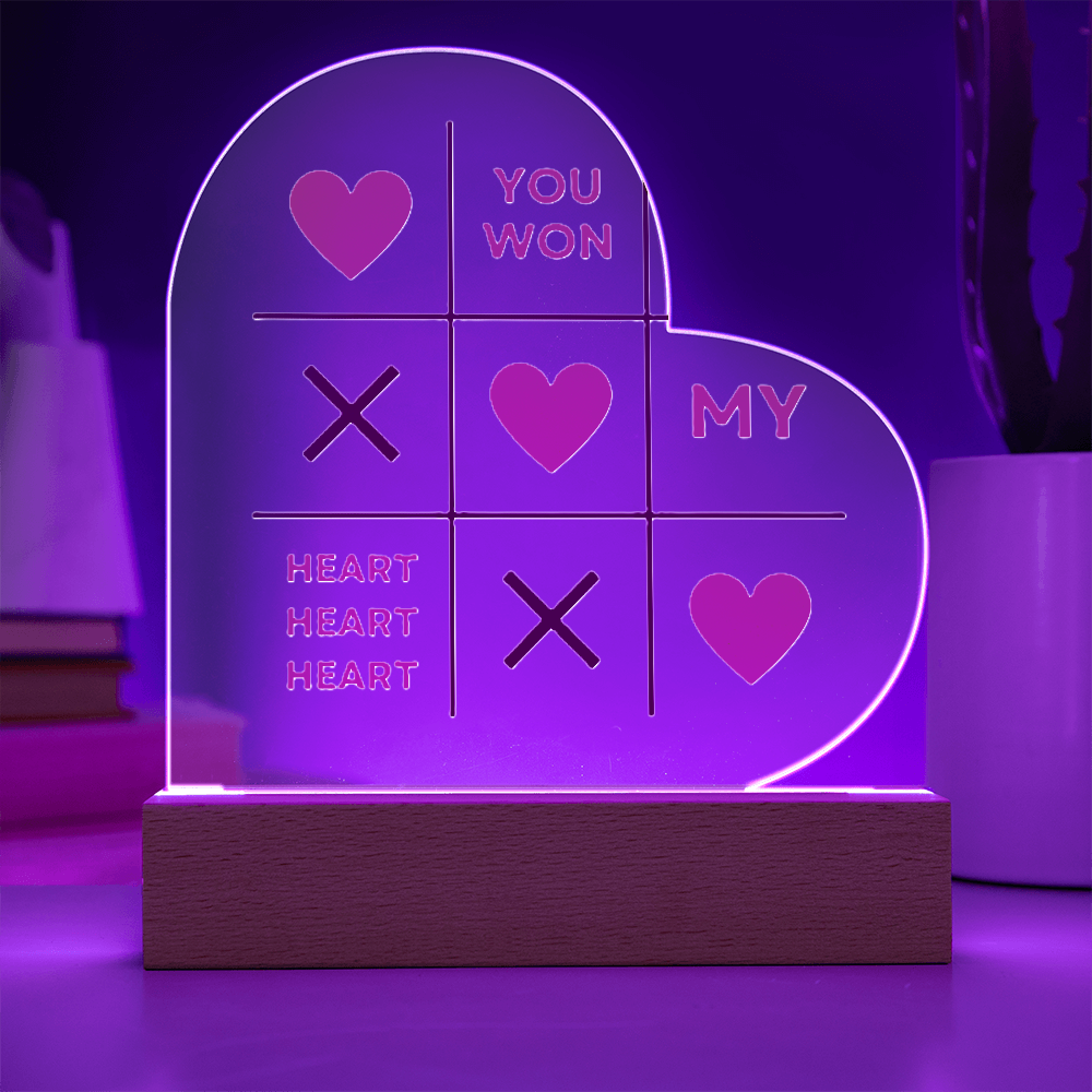 You Won My Heart: Acrylic Heart Plaque Perfect for Valentine's Day!