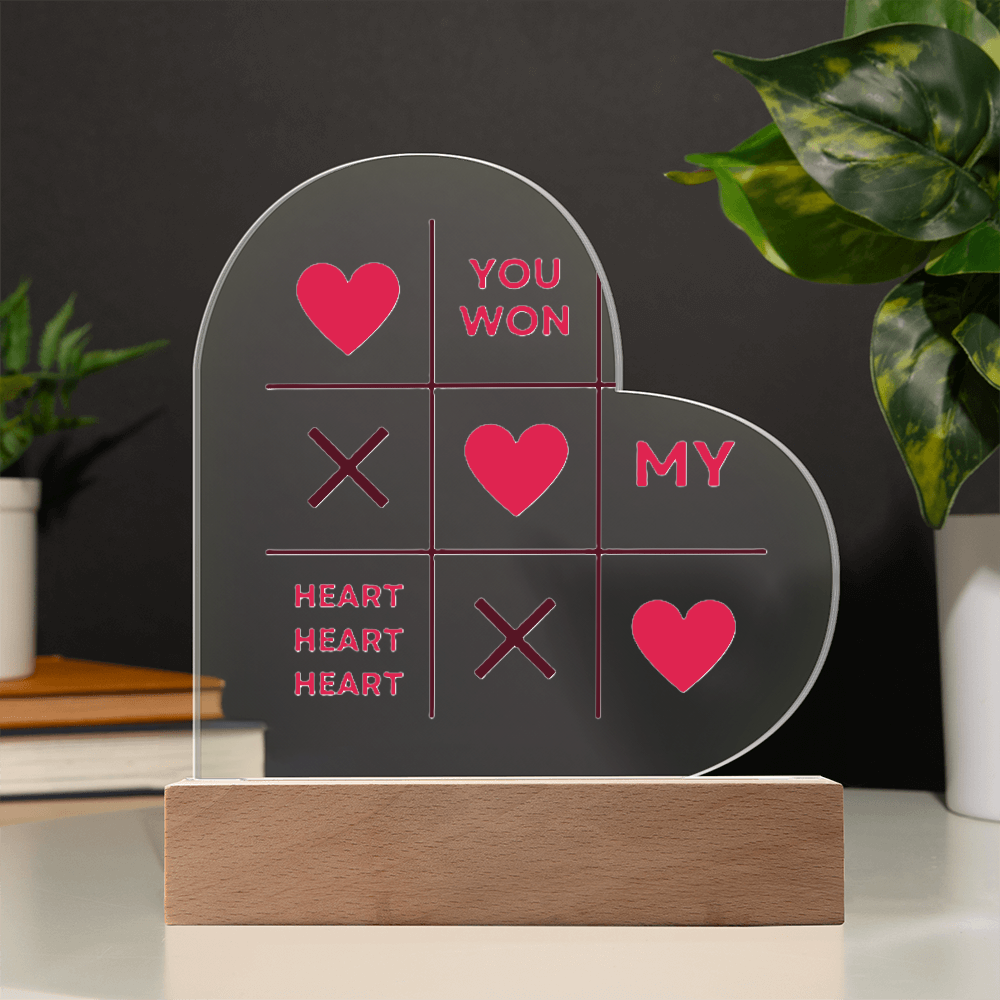 You Won My Heart: Acrylic Heart Plaque Perfect for Valentine's Day!