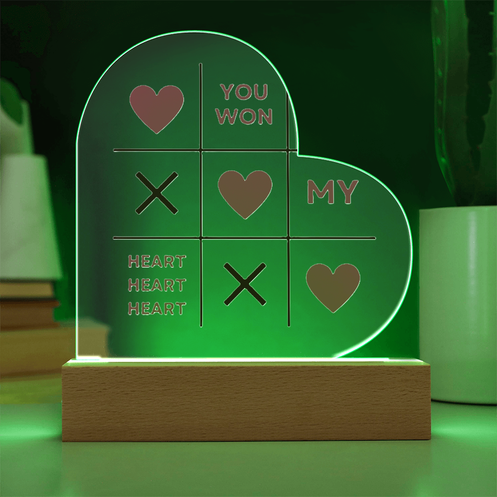 "You Won My Heart" Acrylic Heart Plaque Perfect for Valentine's Day!