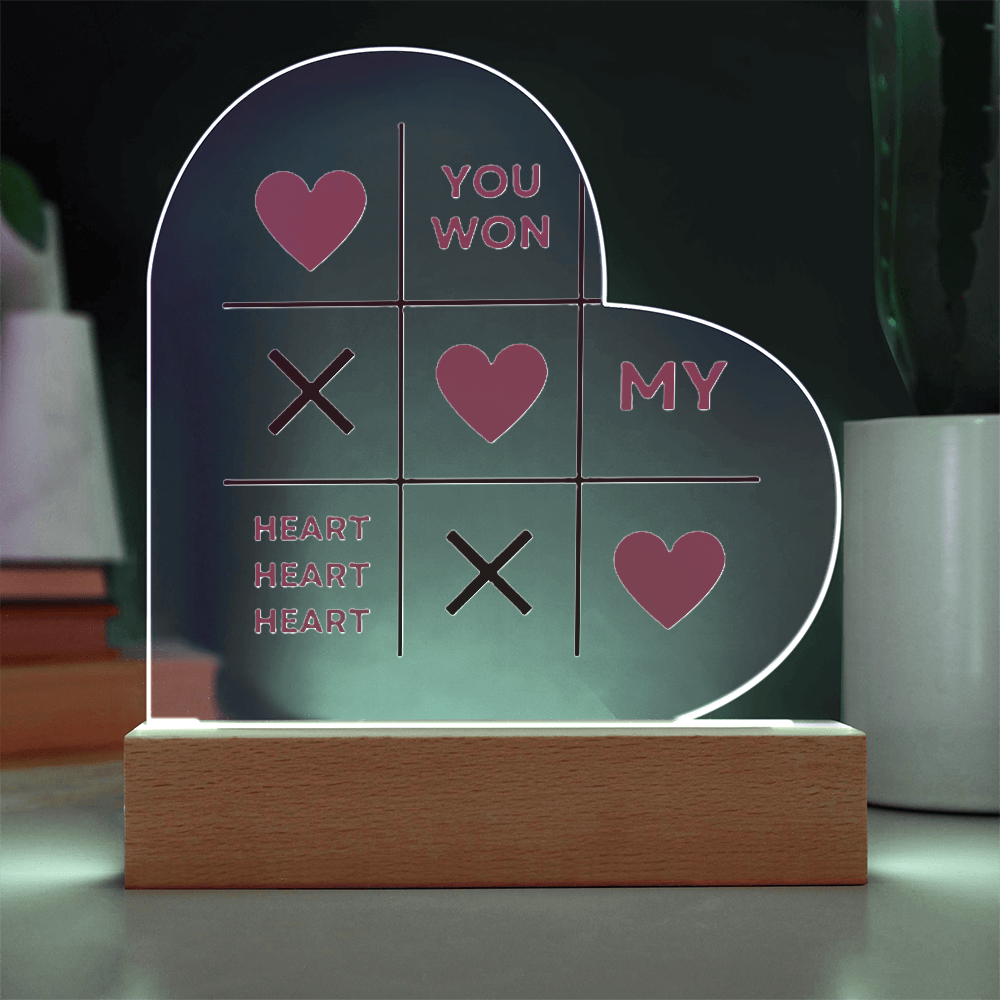 You Won My Heart: Acrylic Heart Plaque Perfect for Valentine's Day!