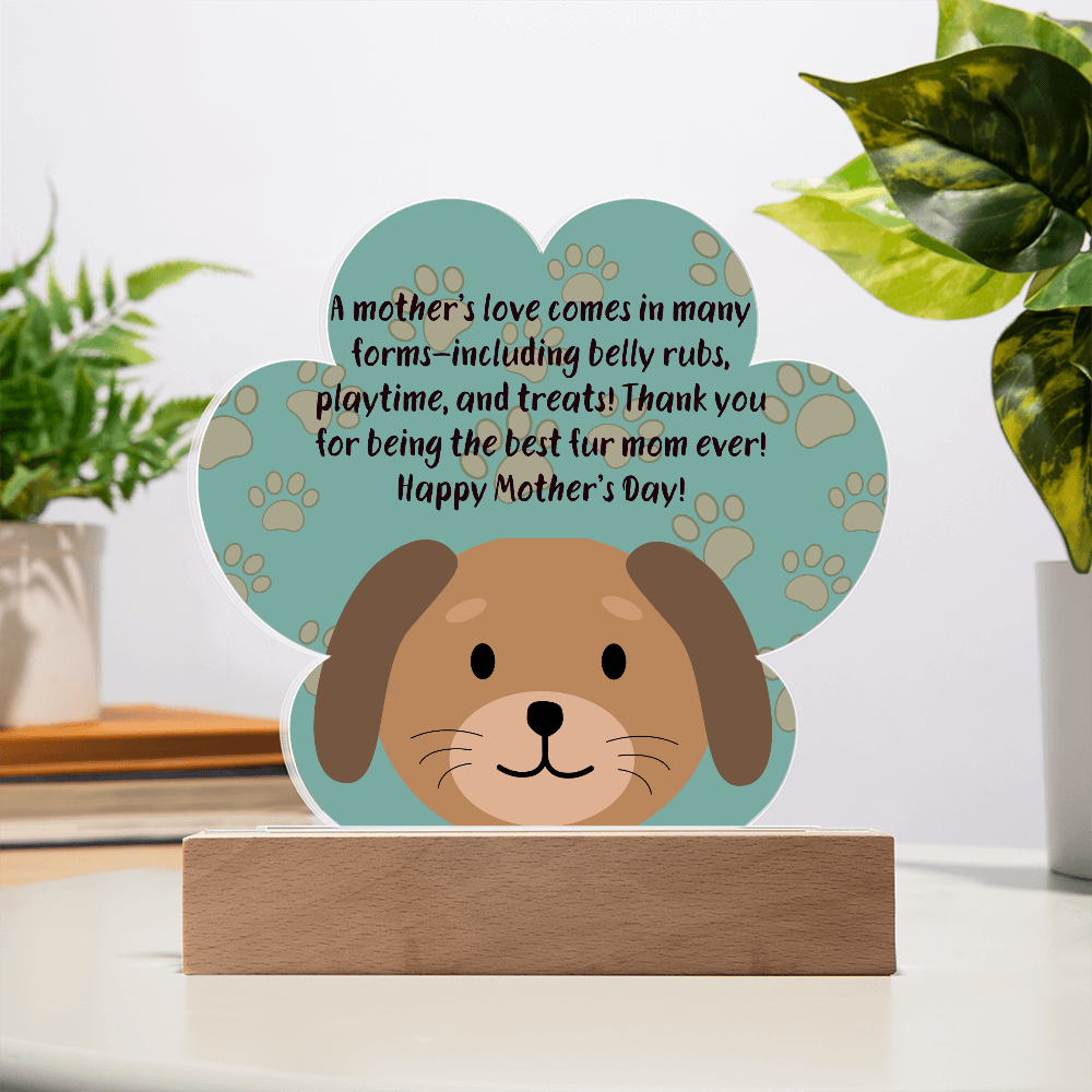 Best Fur Mom Ever – Acrylic Paw Print Plaque for Mother's Day