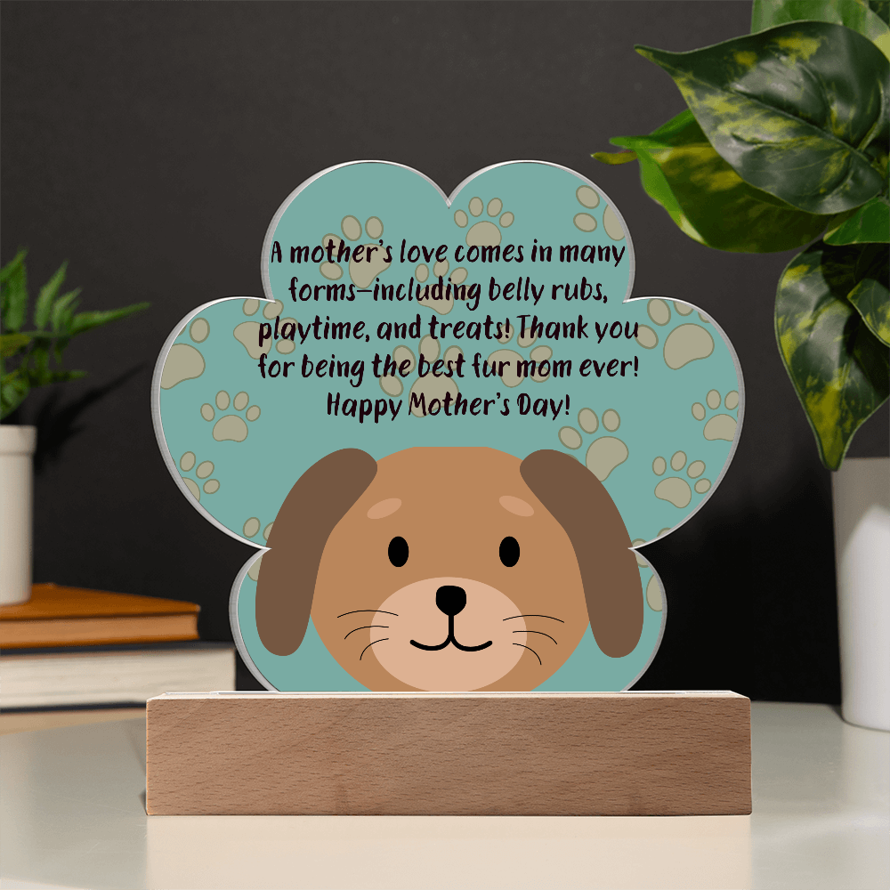 Best Fur Mom Ever – Acrylic Paw Print Plaque for Mother's Day