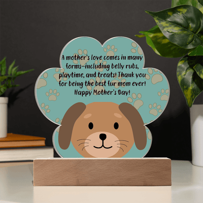 Best Fur Mom Ever – Acrylic Paw Print Plaque for Mother's Day - Gadget and Glam Shop