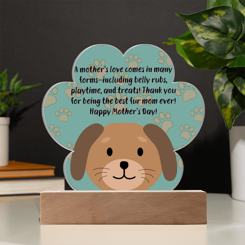 Best Fur Mom Ever – Acrylic Paw Print Plaque for Mother's Day