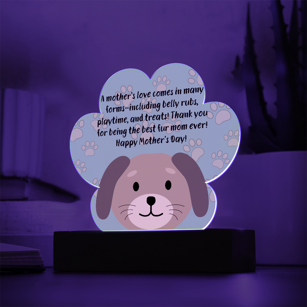 Best Fur Mom Ever – Acrylic Paw Print Plaque for Mother's Day