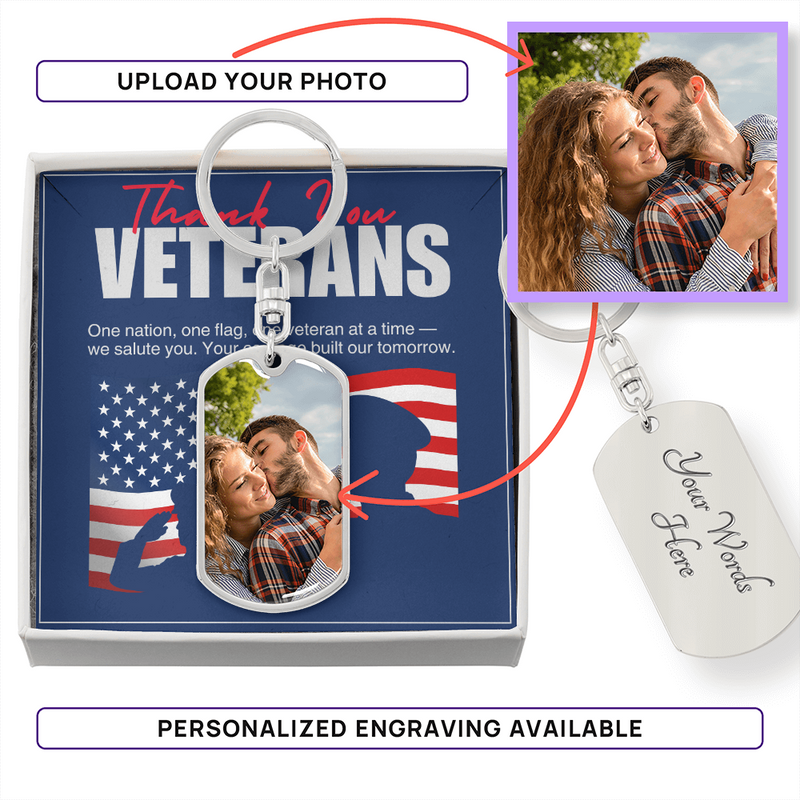 “United We Stand” Graphic Dog Tag Keychain