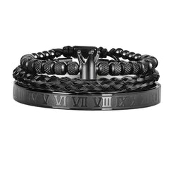 Luxury Enamel Roman  Bracelet Royal Crown Charm Men Stainless Steel Geometry Pulseiras Open Adjustable Bracelets Couple Jewelry